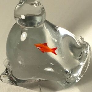 PAPERWEIGHT Cat with FIsh  in the Belly.